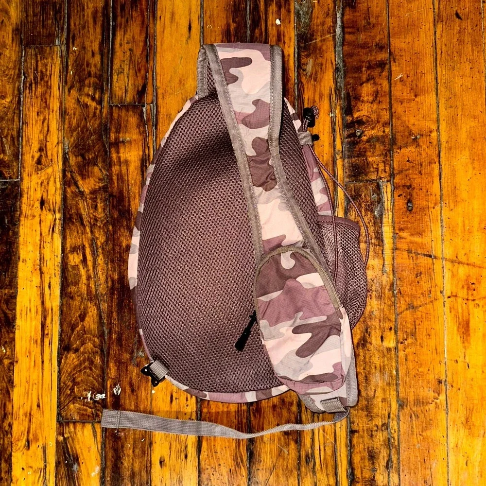 Eddie Bauer 8L Ripstop Sling Pack Brown Camouflage Crossbody Backpack Zipper